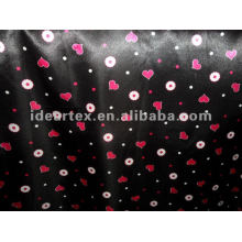 Polyester black and red Printed Satin Fabric for Lady Dress